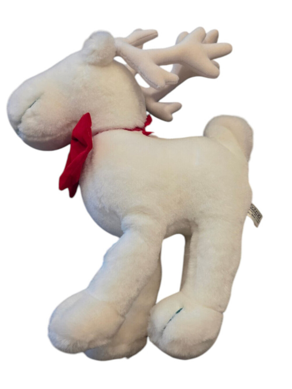 Vintage Cathy Heck Schmid Reindeer Plush Stuffed Animal White Christmas